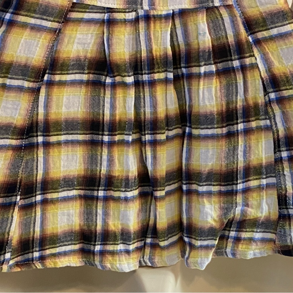 EUC yellow plaid blouse,Free People,pintuck waist, peplum,crochet trim,size S - Picture 12 of 14